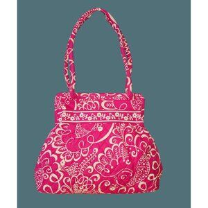 Vera Bradley Alice Kisslock Shoulder Bag-Twilly Birds Pink Pattern-Retired
